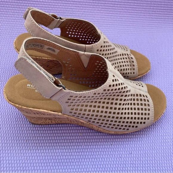 Rockport Shoes - Rockport Briah Perf Sling Back Wedge Sandal in Beige size 7.5